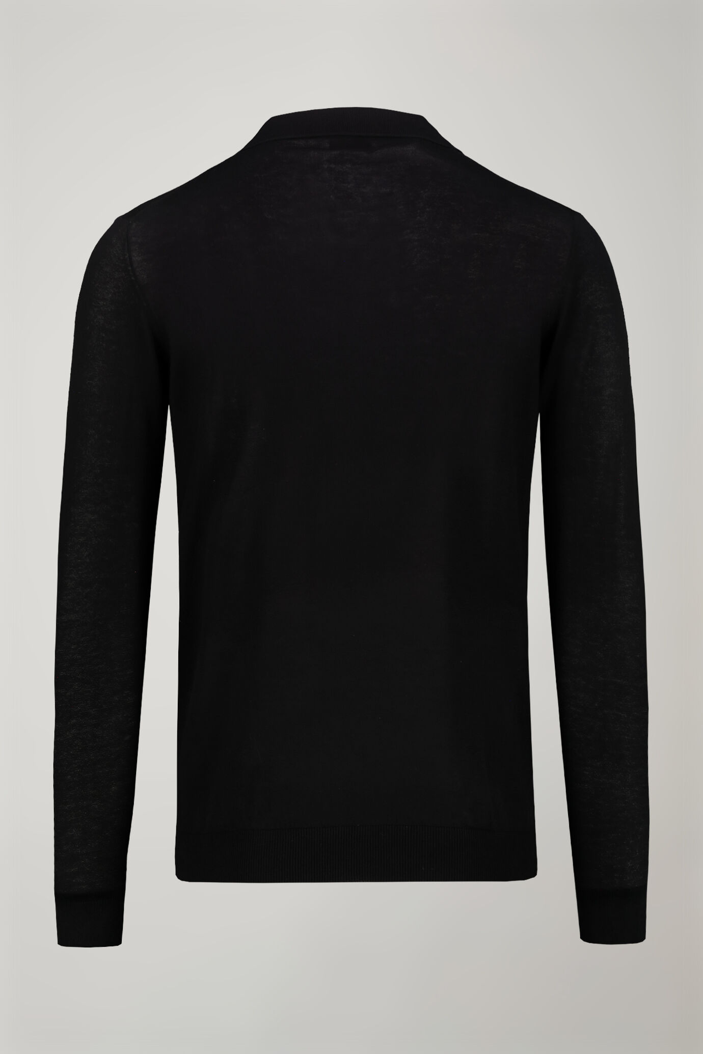 Herren-Poloshirt mit V-Ausschnitt aus 100 % Baumwollstrick und langen Ärmeln in normaler Passform image number 5